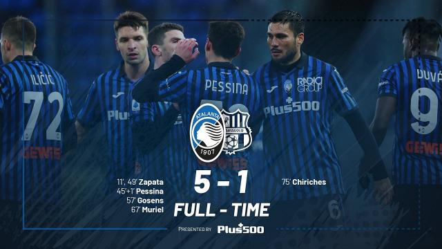 Atalanta-Sassuolo 5-1, highlights