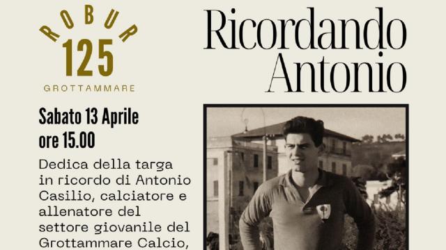 Grottammare Calcio, allo stadio ''Pirani'' una targa per ricordare Antonio Casilio